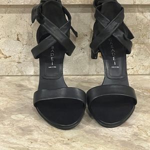 Luxury CASADEI Black Leather Heels Pellame NAPPA NERO Hi Ankle Tie New